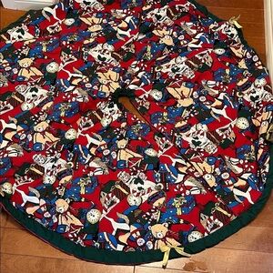 Festive Red and Green Holiday Tree Skirt